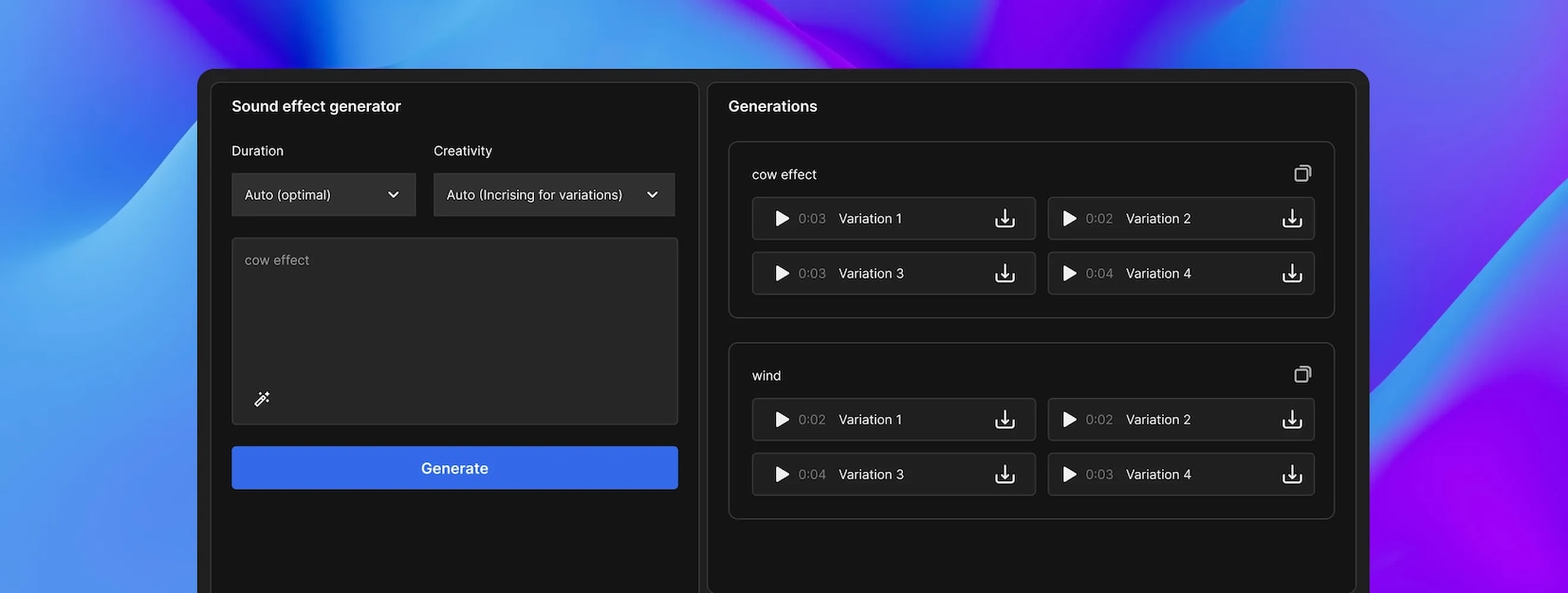 Audio generation