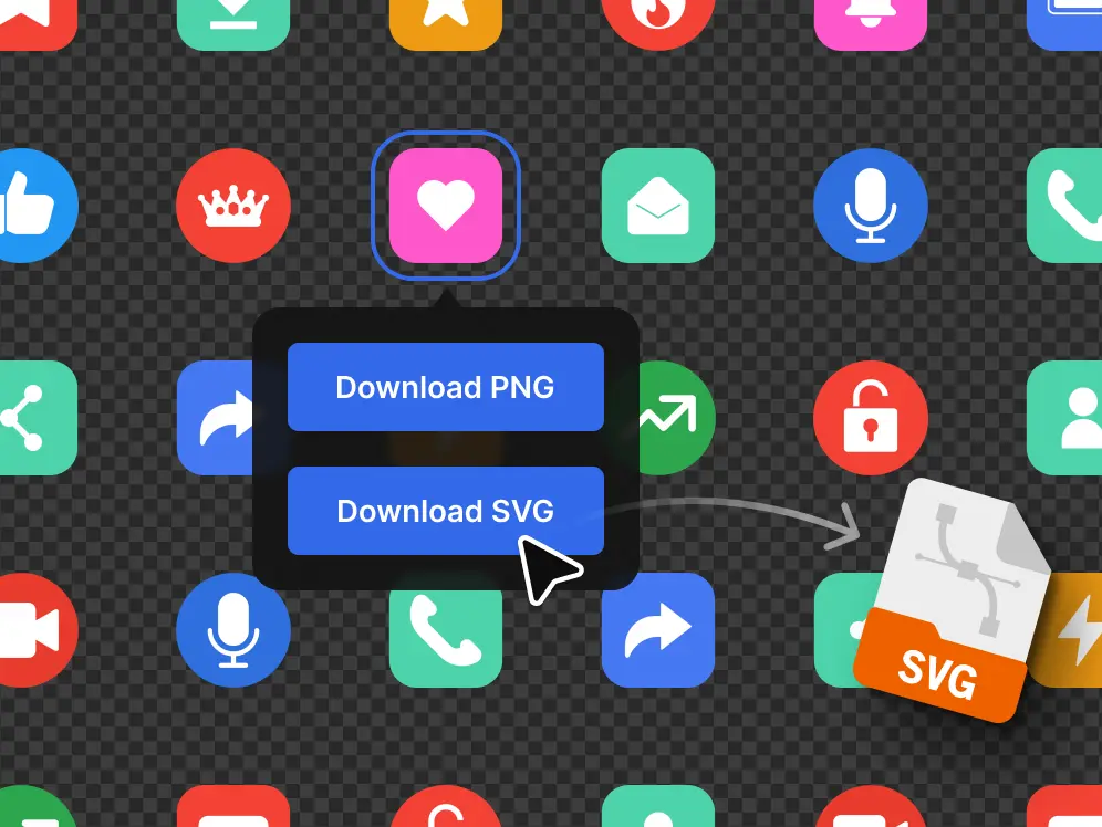 Iconos generados con IA en SVG y PNG