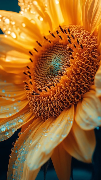 A close-up of a vibrant orange sunflower with intricate patterns and textures, showcasing the flower’s center and petals